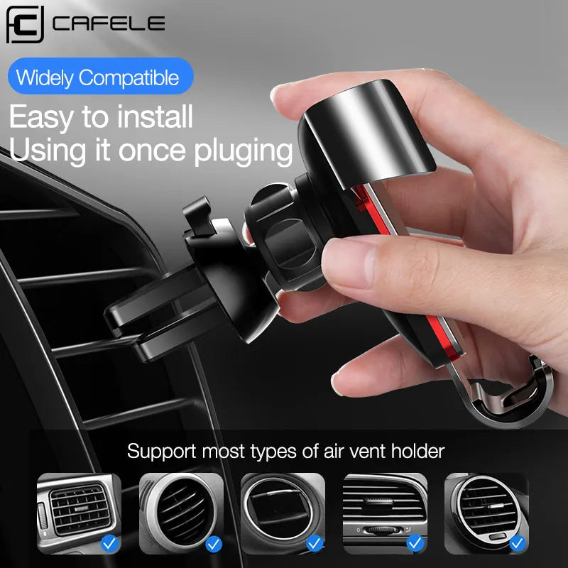 CAFELE Gravity Car Phone Holder High Quality Air Vent Car Mount Universal Alloy Phone Support Car Stand Phone Accessories New