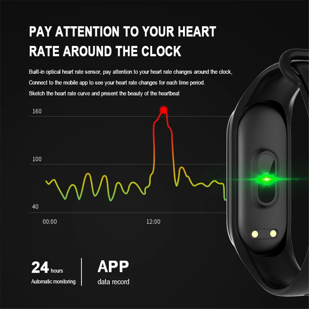 M4 Smart Digital Watch Bracelet for Men Women Smartwatch Heart Rate Monitor Pedometer Calorie Counter Health Sport Tracker Watch